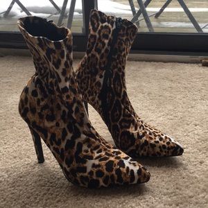Cheetah print booties